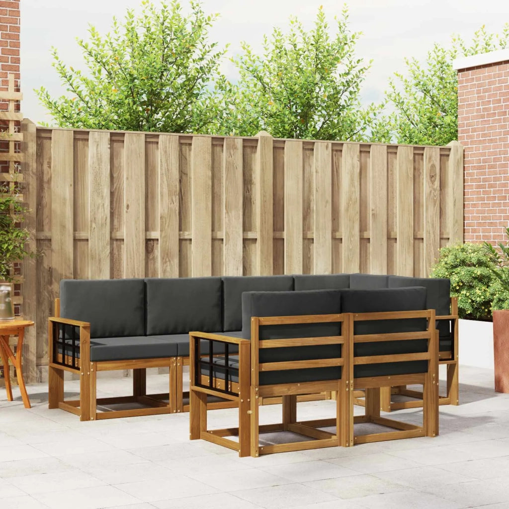 Set di divani da esterno con cuscino 7 pcs Naturale e Antracite