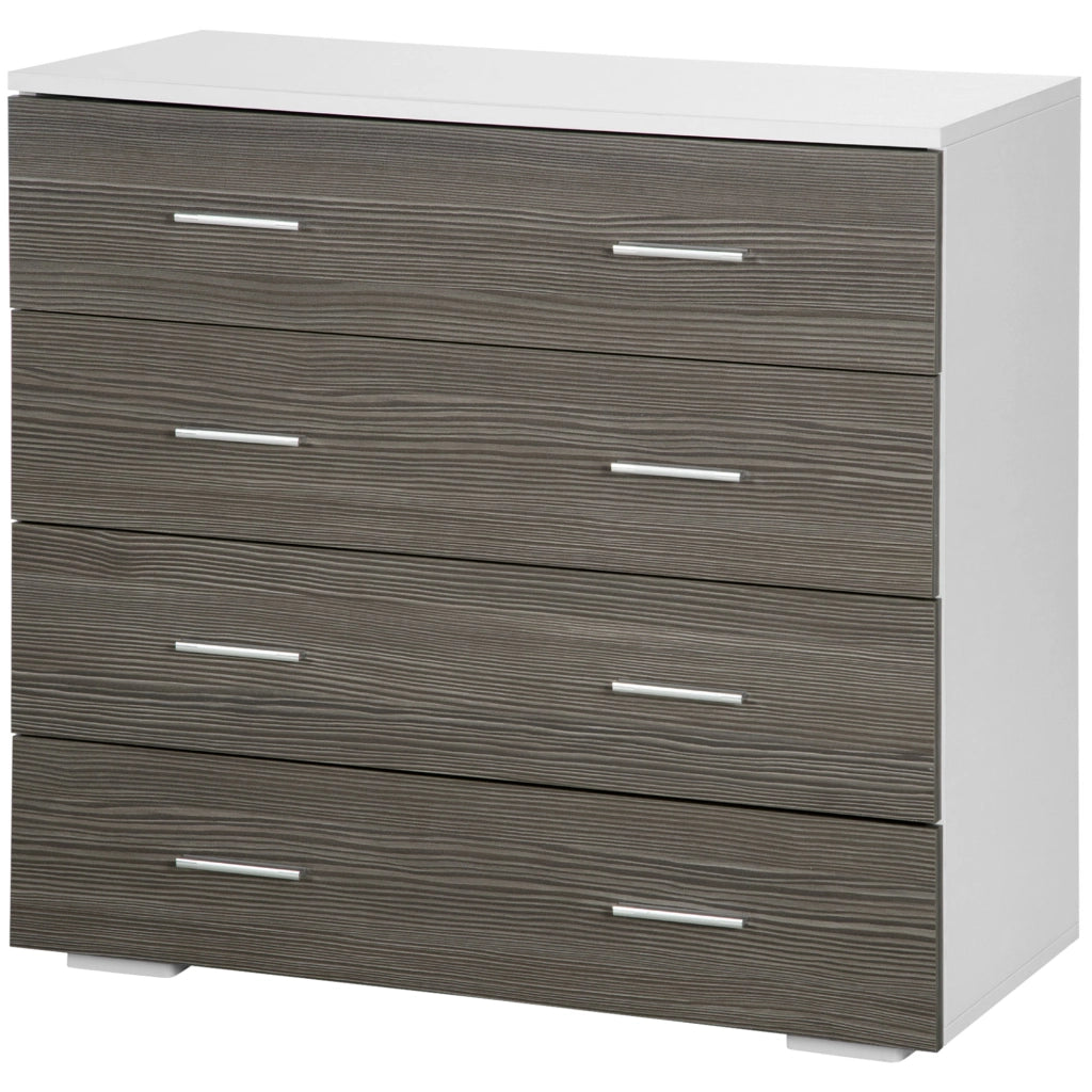 Cassettiera 4 cassetti moderno ¨C zephmum ¨C bianco grigio 76x35x72 cm