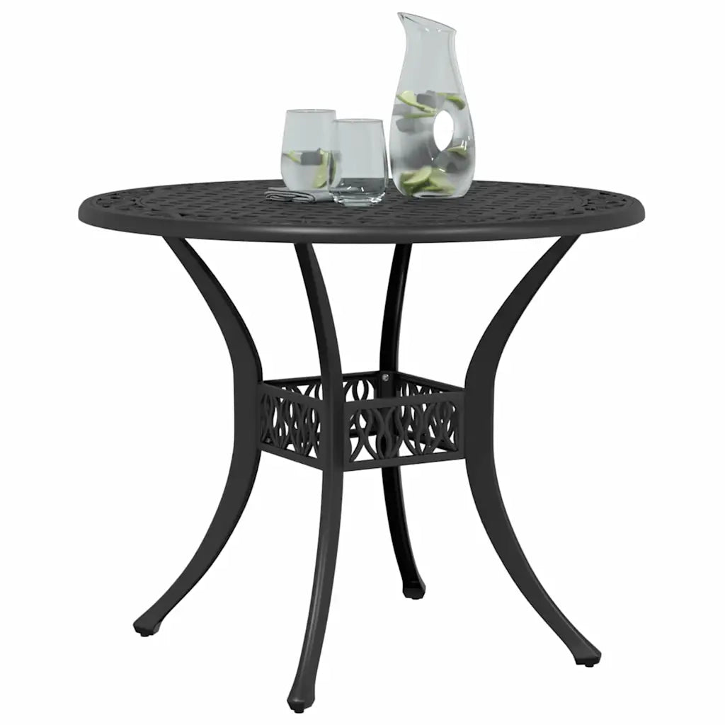 Tavolo da Giardino Nero Ã˜90x75 cm in Alluminio Pressofuso