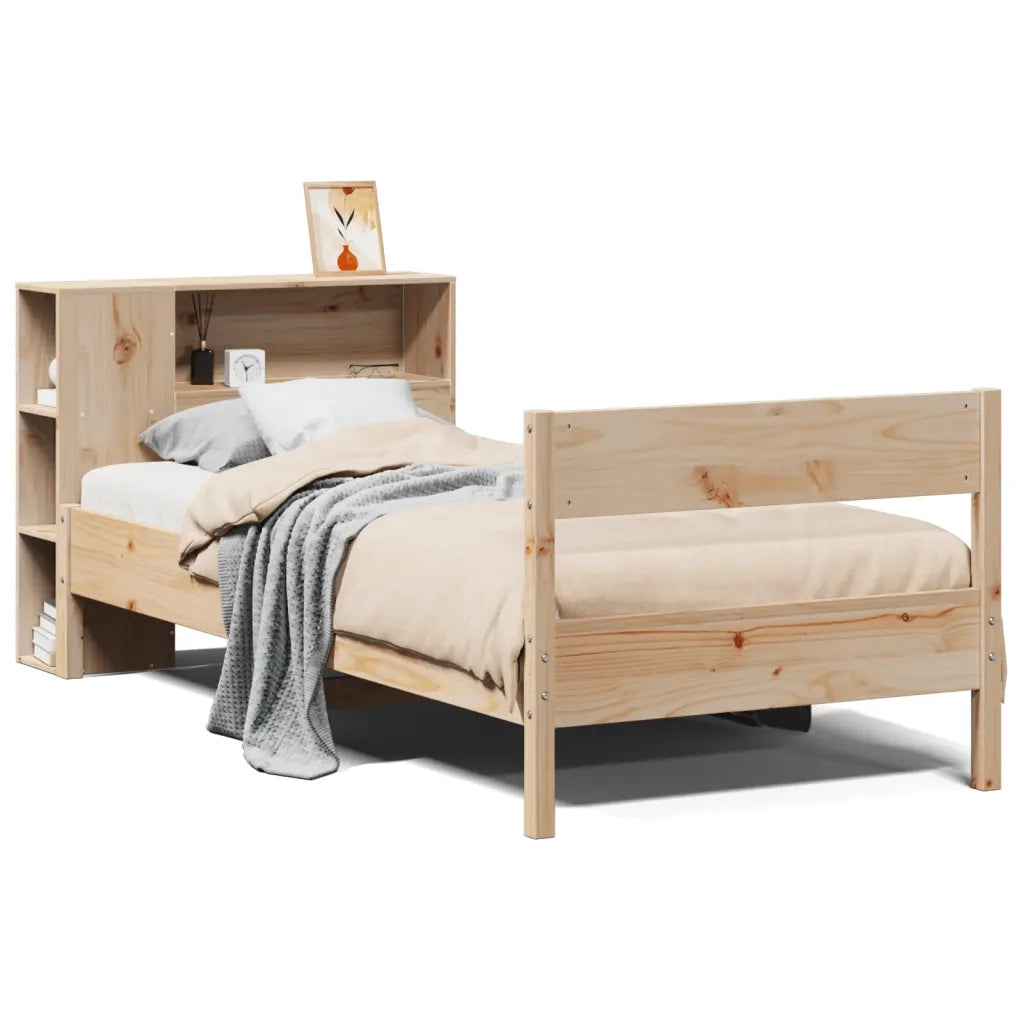 Giroletto con Libreria senza Materasso-Struttura Letto con contenitore 75x190 cm in Legno Pino 712423
