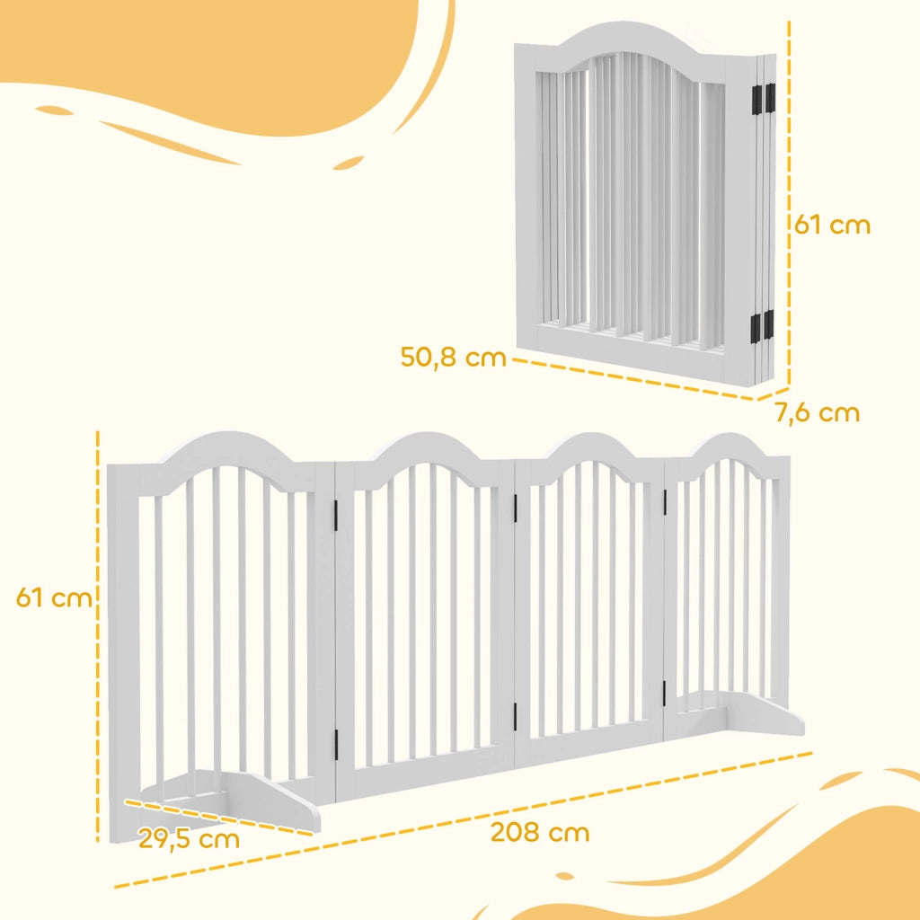Cancello per cani pieghevole 4 pannelli ¨C zephmum ¨C bianco MDF massello