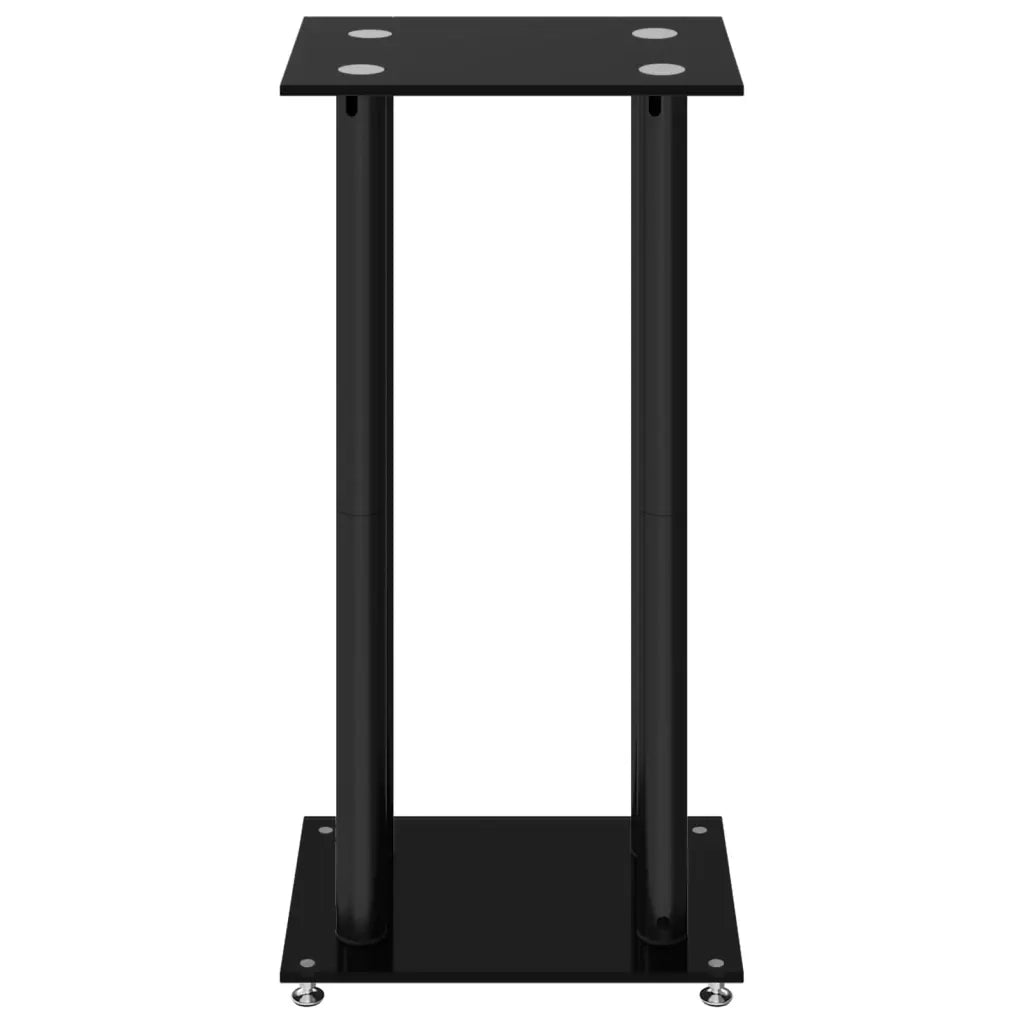 Pedane per Casse 2 pz Nero Vetro Temperato Design a 4 Pilastri CFW9663379