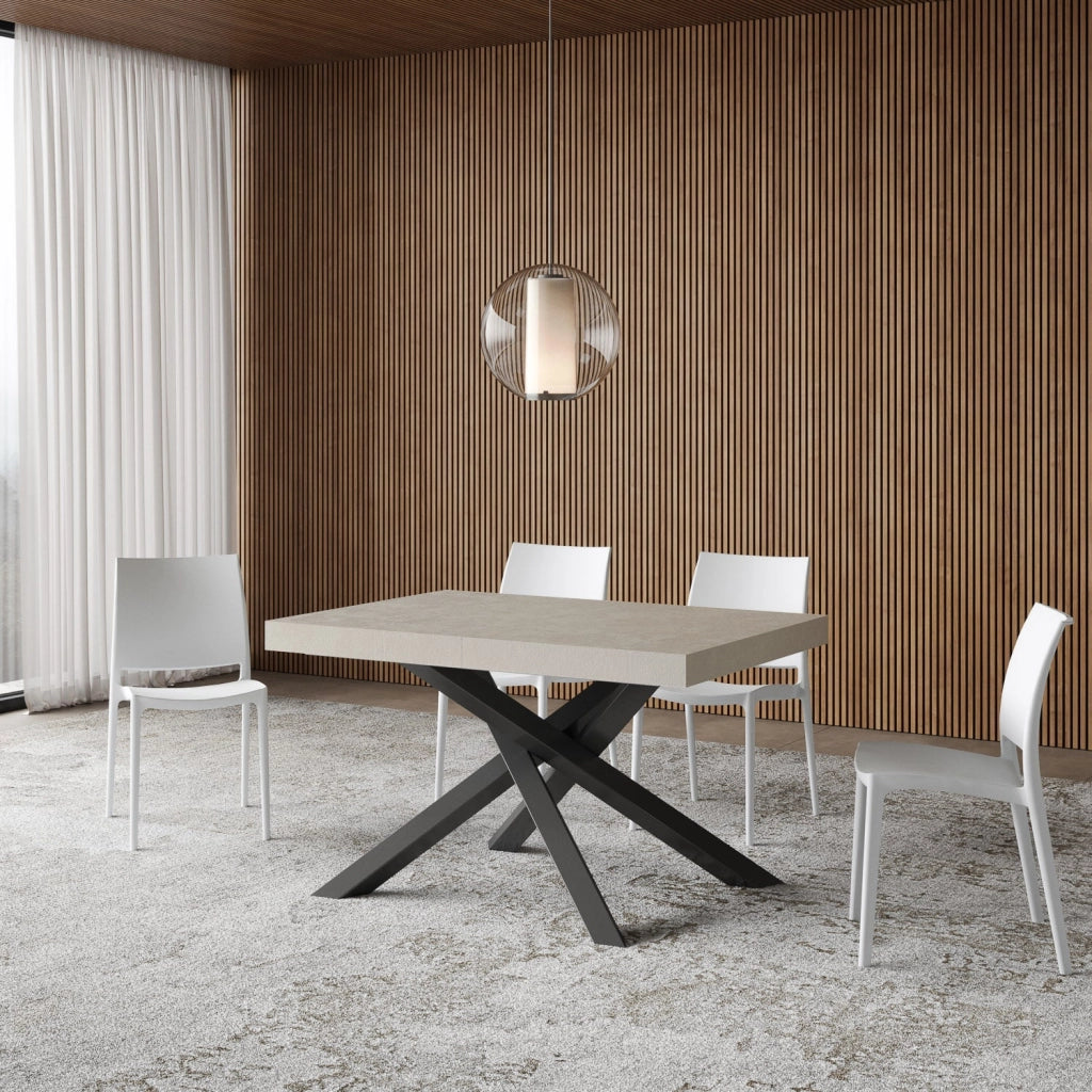 Tavolo Allungabile 140-244x90x77 cm Volantis Cashmere Telaio Antracite