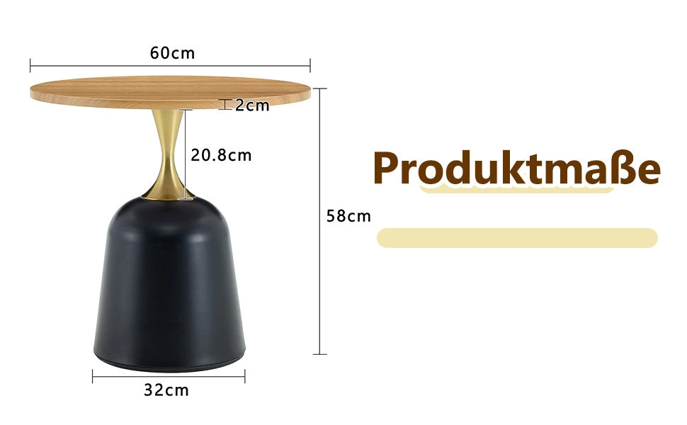 Tavolino basso rotondo in melamina con base metallica, stile nordico, per soggiorno e ufficio, legno, 70 × 69 × 40 cm
