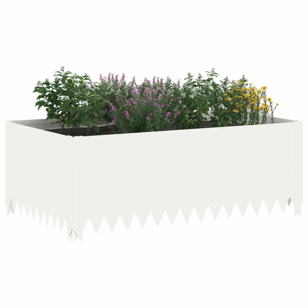 Bordura per Prato 4 pz 100 x 60 x 35 cm Acciaio Bianco 8008948