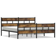 Letto matrimoniale | Letto per adulti | Giroletto senza Materaso in Metallo Rovere Fumo 200x200 cm