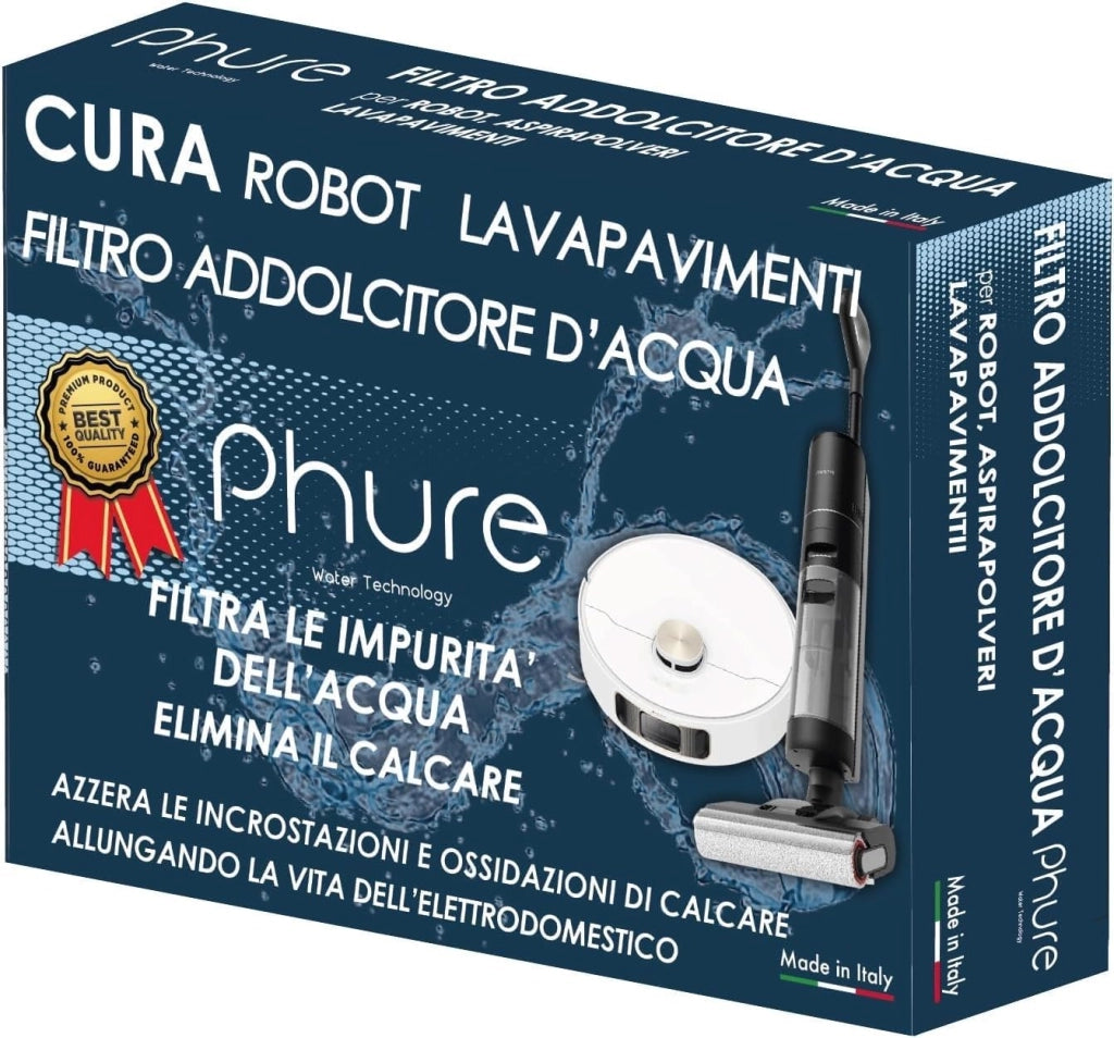 PHURE CURA ROBOT Filtro Universale Addolcitore Anticalcare per Robot Lavapavimenti, 6 Mesi di Protezione, Elimina Impurità e Calcare