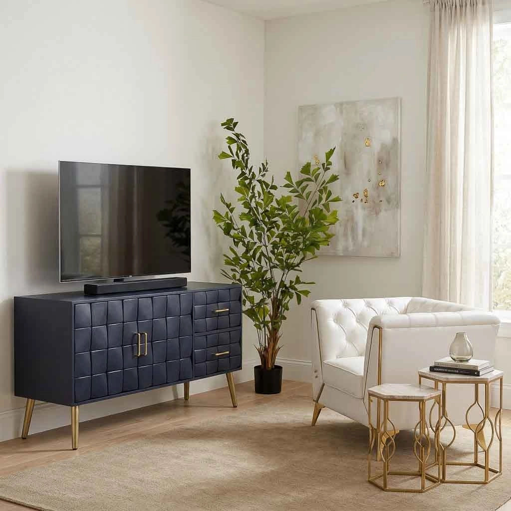 Mobile basso in legno nero 118x41x65h cm