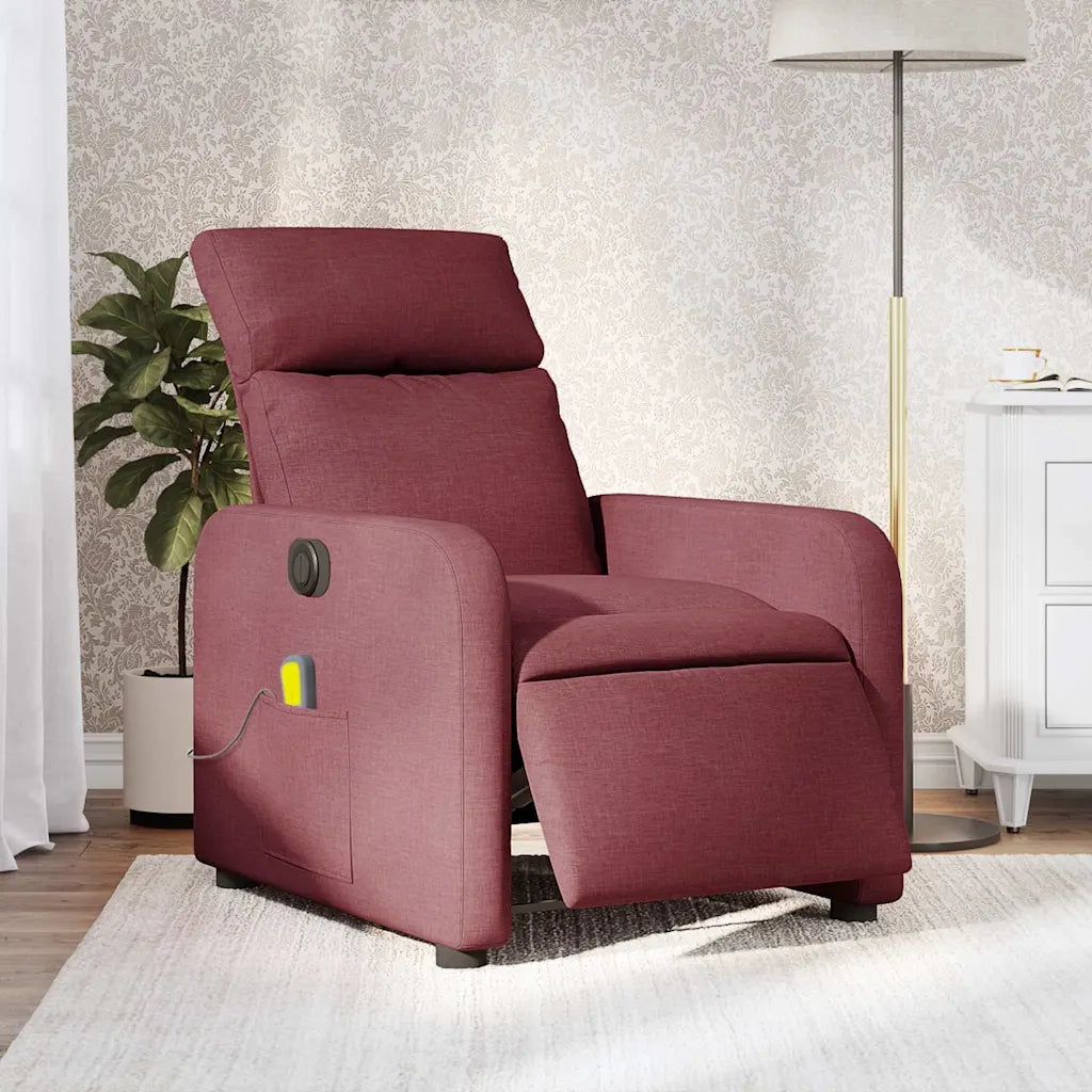 Poltrona Massaggiante | Sedia Relax Reclinabile Elettrica Rosso Vino Tessuto