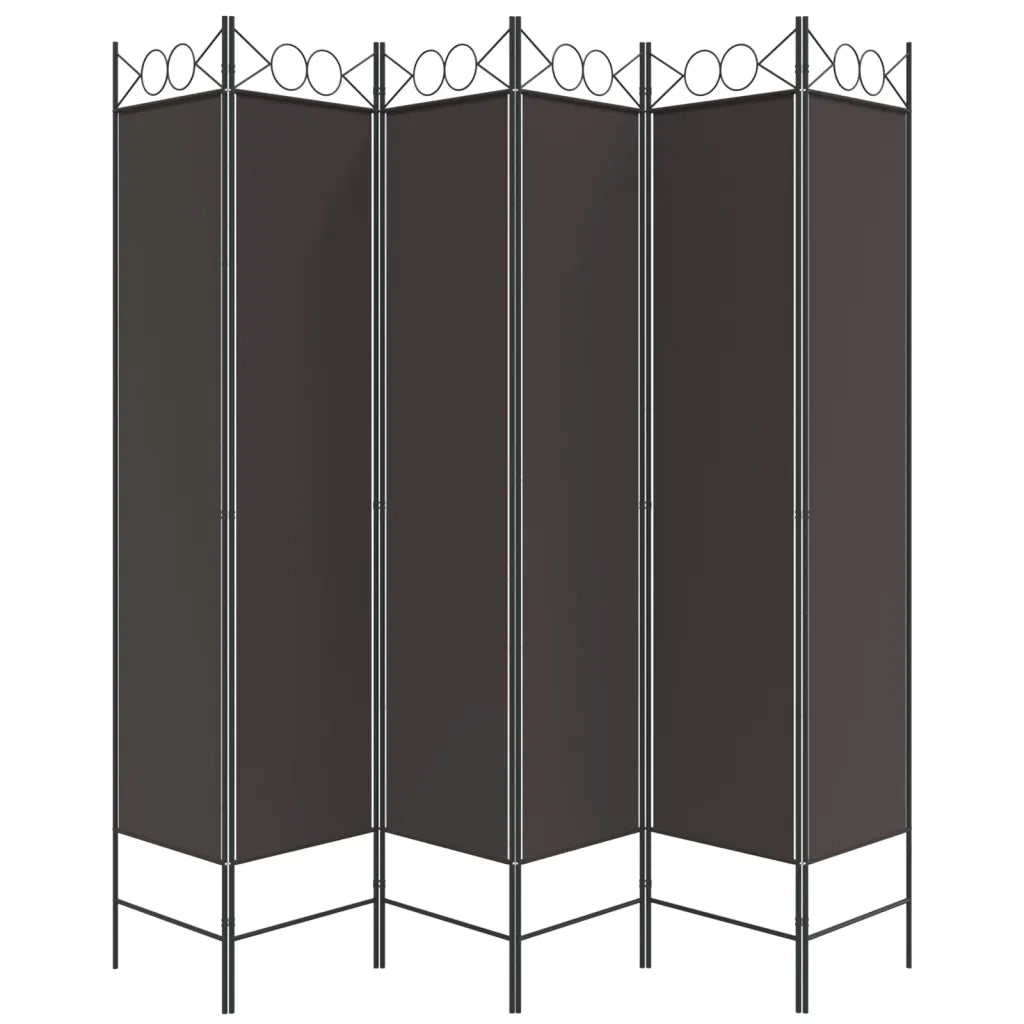 Divisorio a 6 Pannelli Marrone 240x200 cm in Tessuto 350159