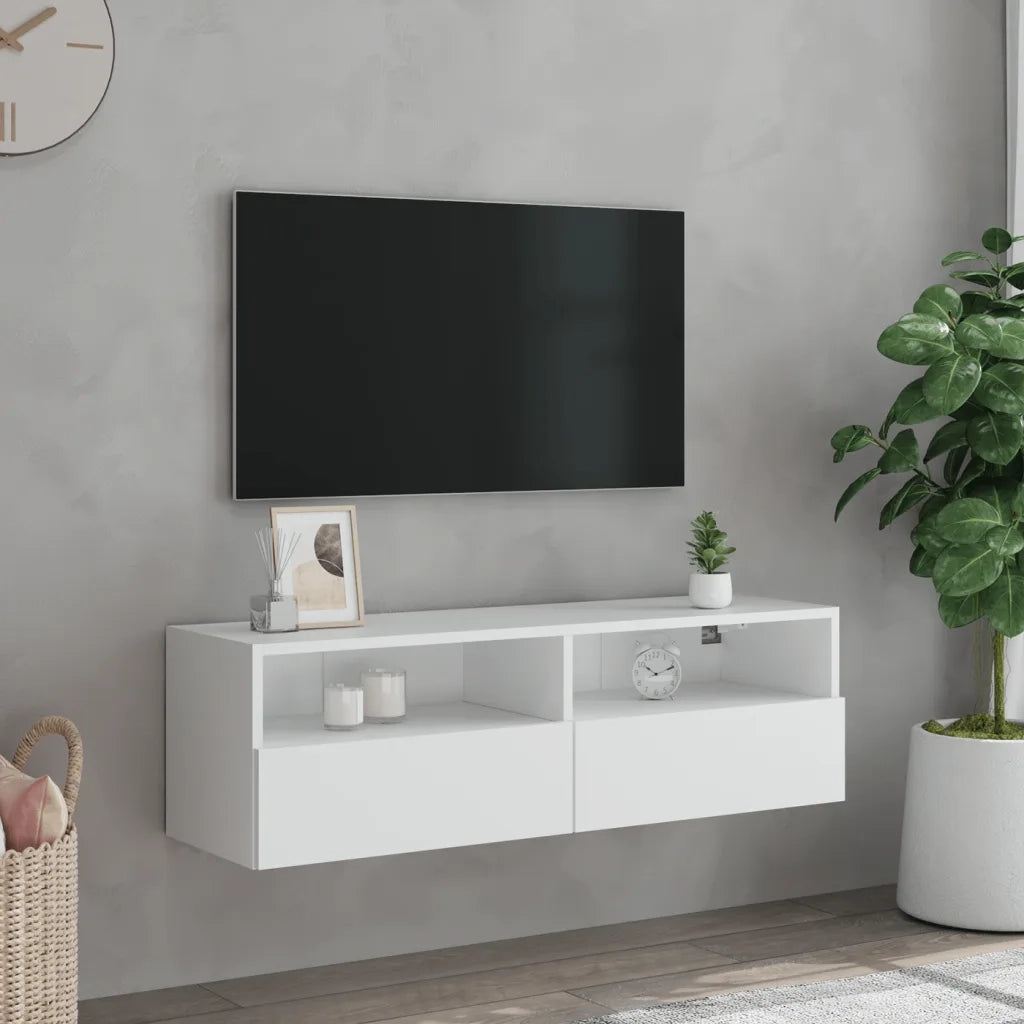 Mobile TV a Parete Bianco 100x30x30 cm in Legno Multistrato