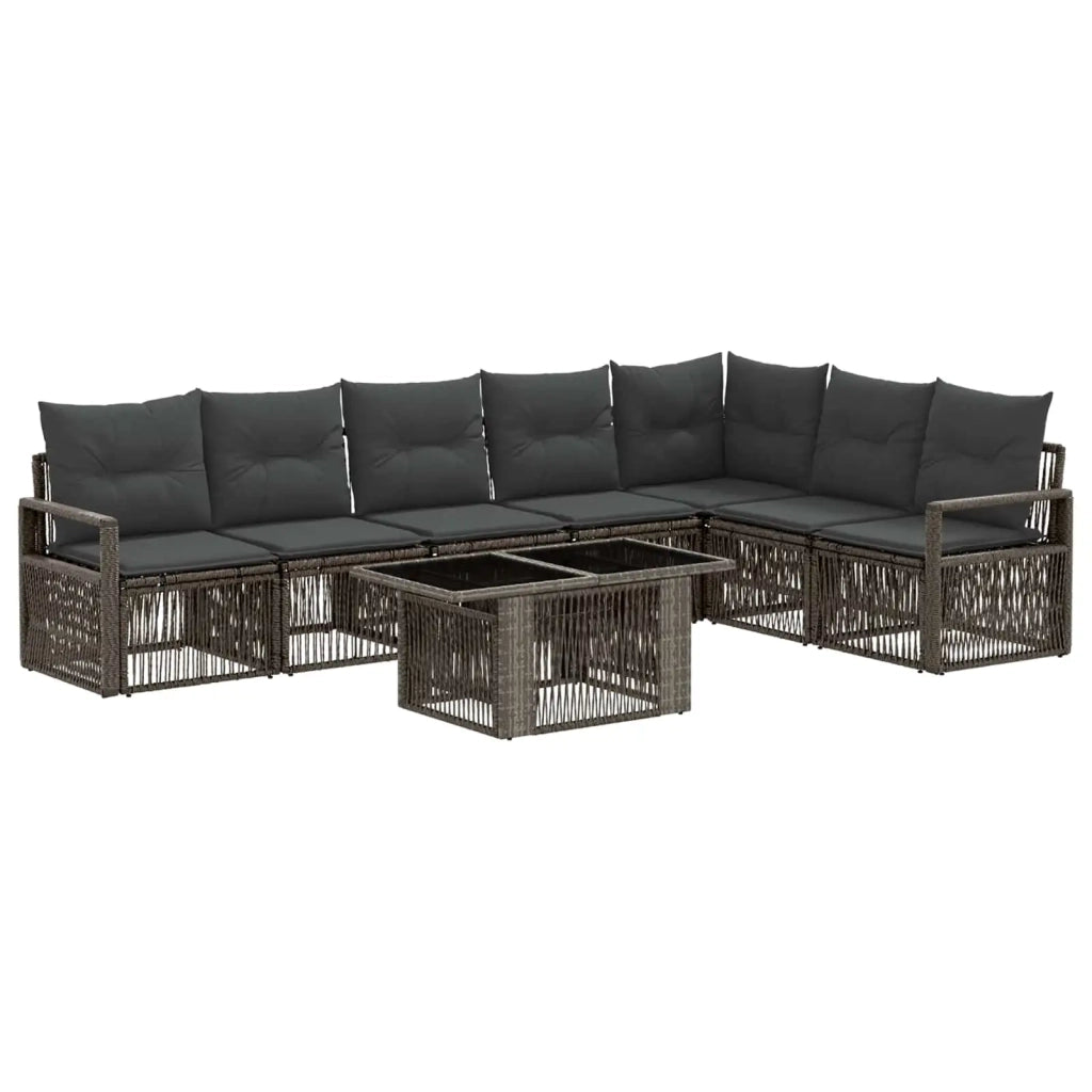 Set Divano da Giardino 8 pz Grigio e Grigio Scuro polyrattan 3437102