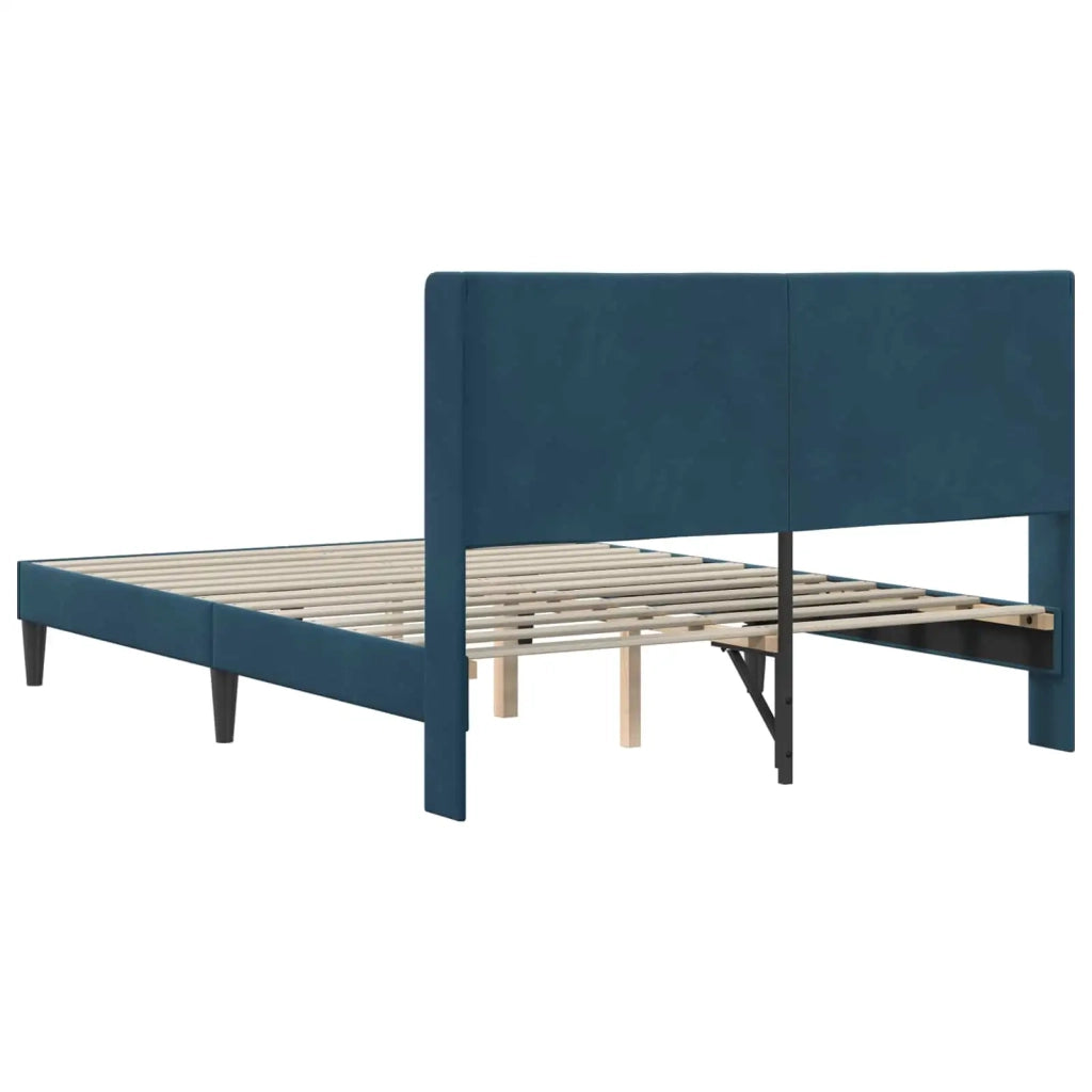 Struttura del letto con testiera Blu 120 x 190 cm Velluto