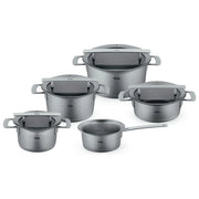 Fissler Set Pentole Phi Collection 5 Pezzi Acciaio Inox con Coperchi in Vetro