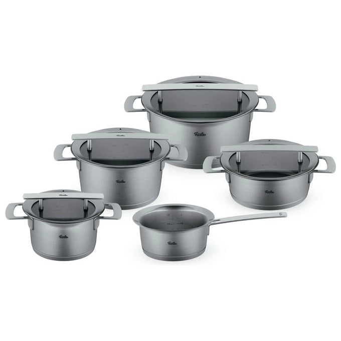 Fissler Set Pentole Phi Collection 5 Pezzi Acciaio Inox con Coperchi in Vetro