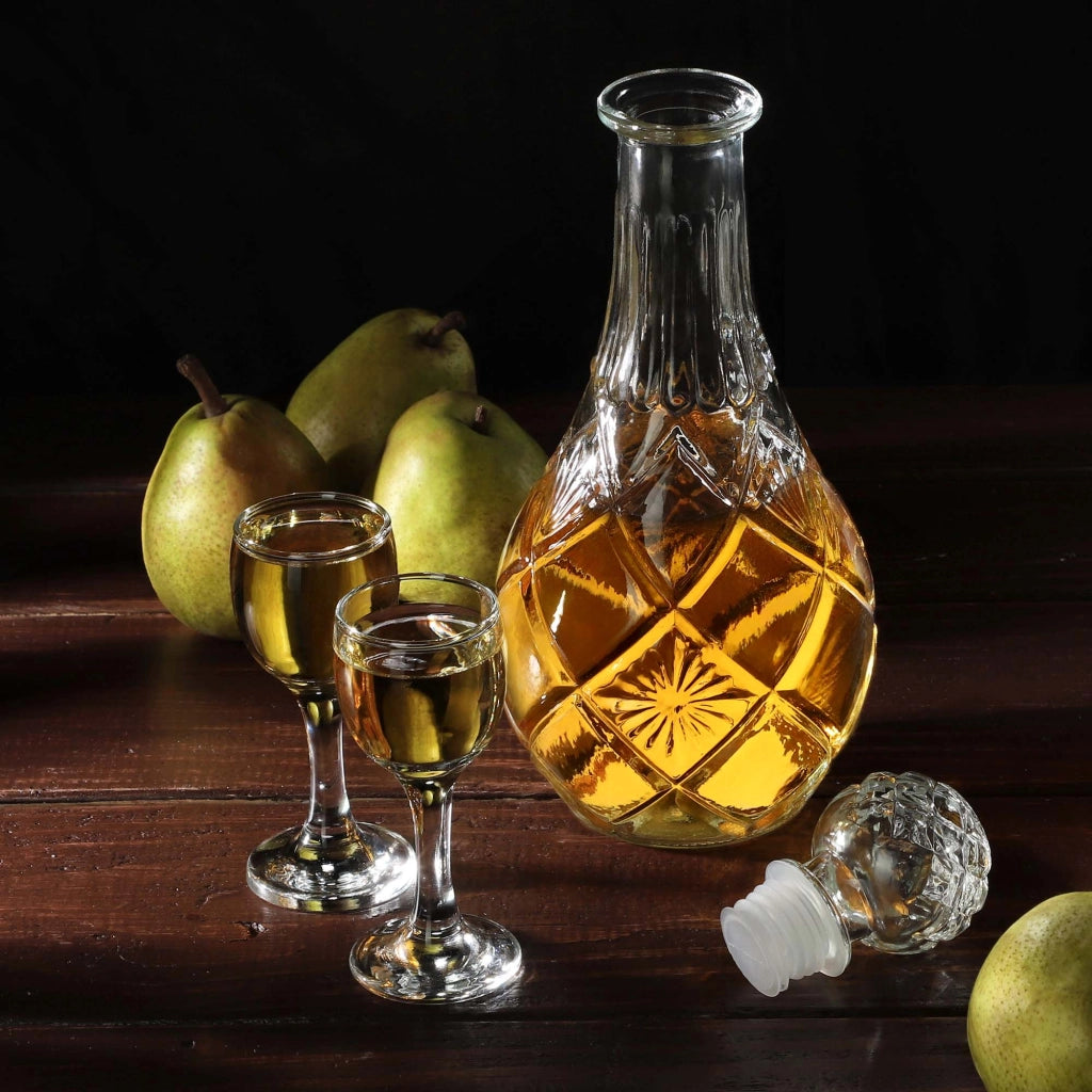 Caraffa per whisky KADAX, bottiglia in vetro cristallo da 0,8 litri con tappo di sughero.