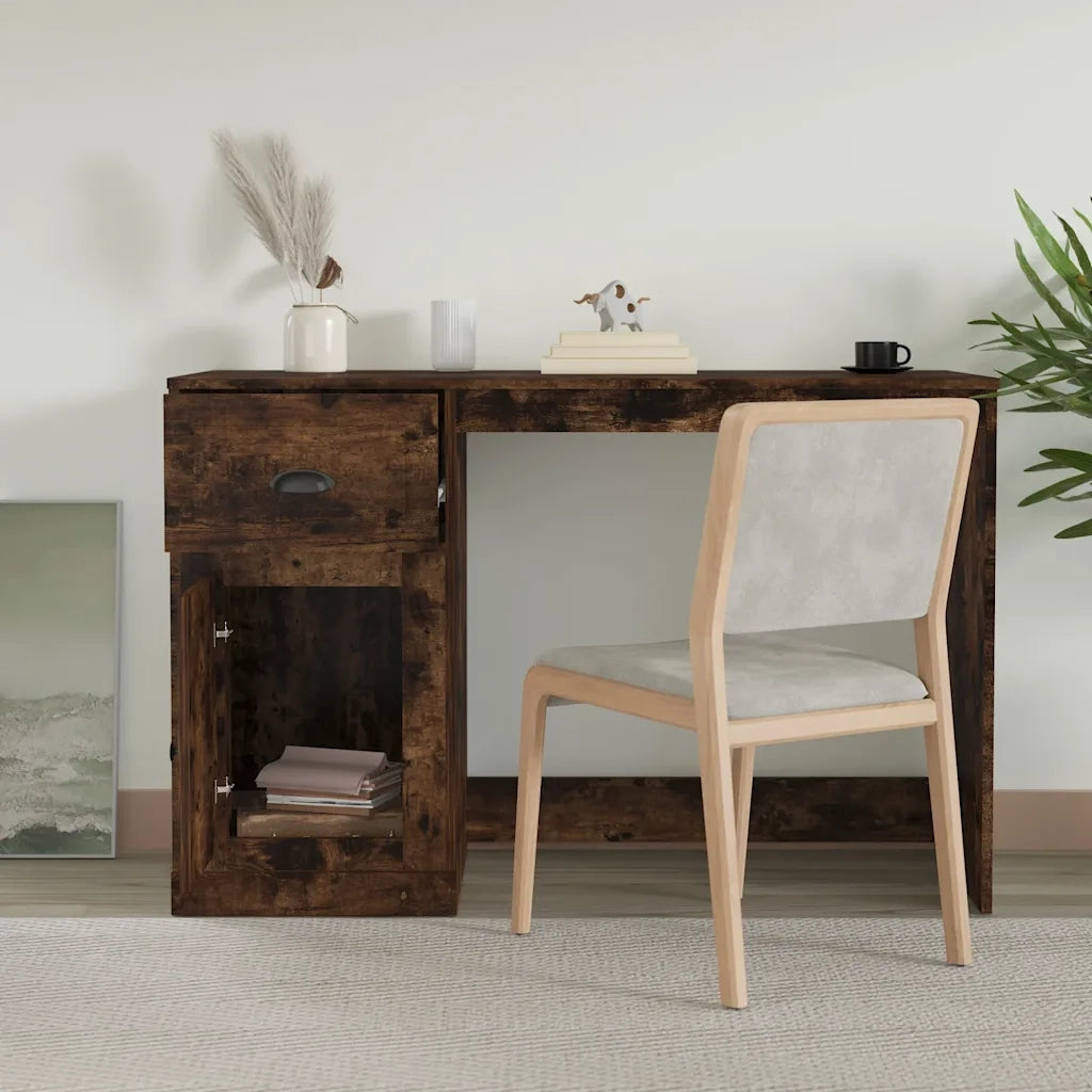 Scrivania Cassetto Rovere Fumo 115x50x75 cm Legno Multistrato