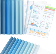 20 A4 klemrails, larghezza 10 mm, capacità di fissaggio 90 fogli, A4 klemmap per ufficio, scuola e organizzatore di dossier, blu