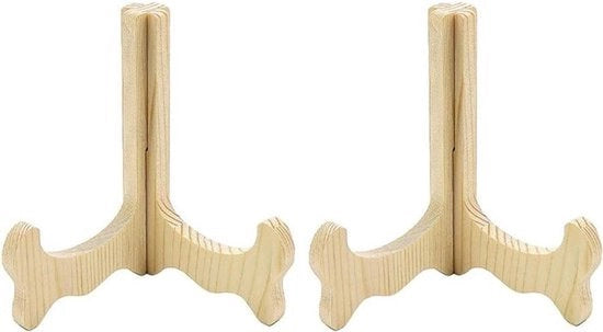 Display standaard per 2 pezzi - Adatto per libri e foto - In legno naturale - Libreria - Display per libri - Scaffale per libri