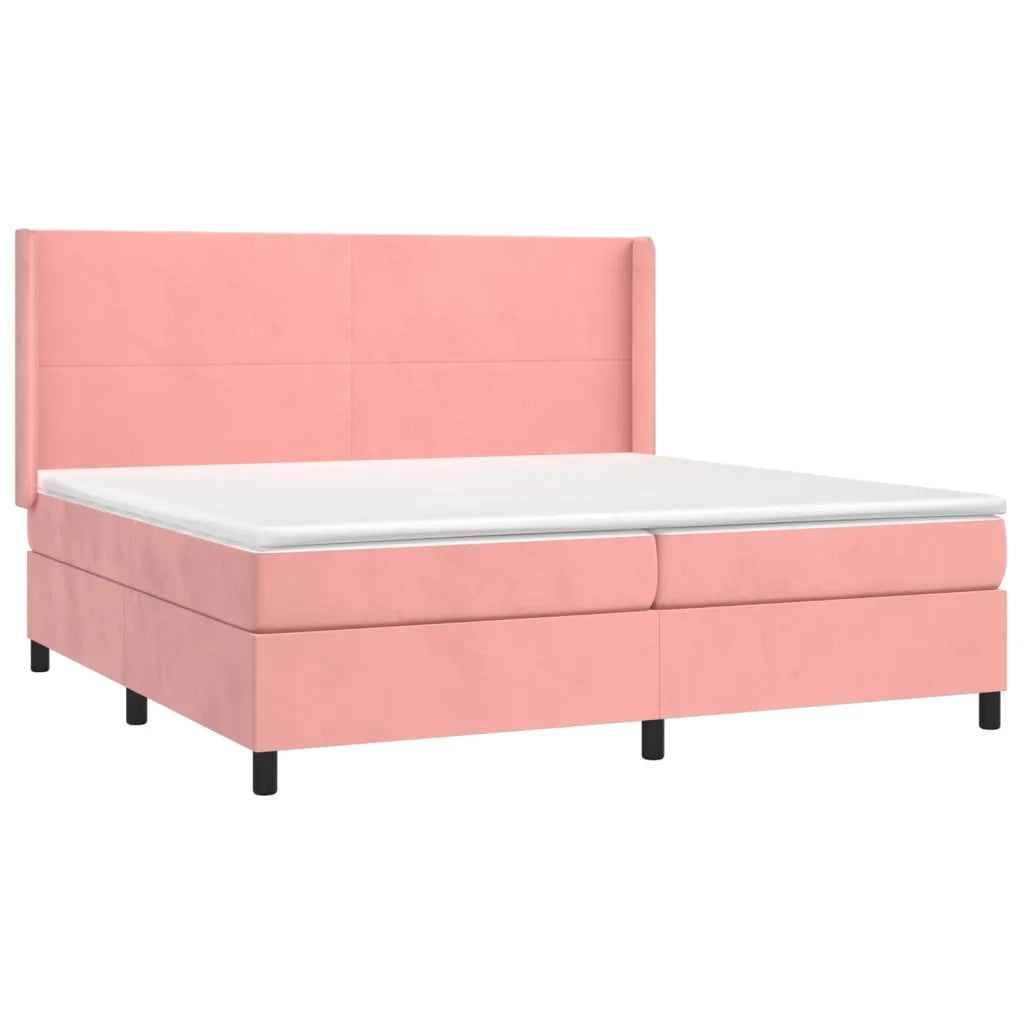 Giroletto a Molle con Materasso Rosa 200x200 cm in Velluto 3132584