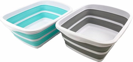 Afetape da 10 litri – lavandino pieghevole – lavabo portatile – lavabo pieghevole – lavandino spazievitore (grigio + verde sabbia)
