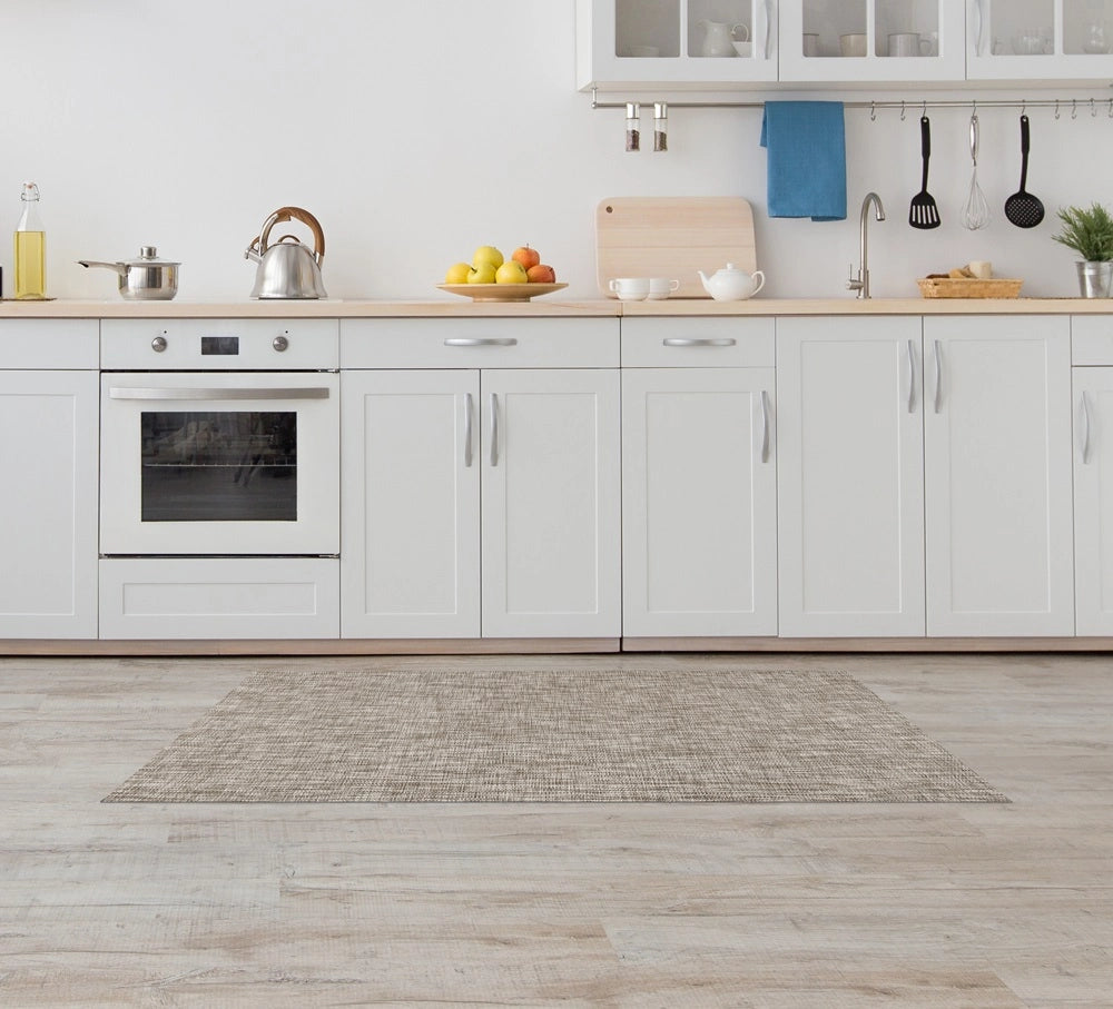 Tappeto Cucina Passatoia Antiscivolo Multiuso Soggiorno Corridoio No Pieghe Tinta Unita Effetto Rattan Intrecciata Lavabile Antimacchia  50x100cm - Donatella Tortora