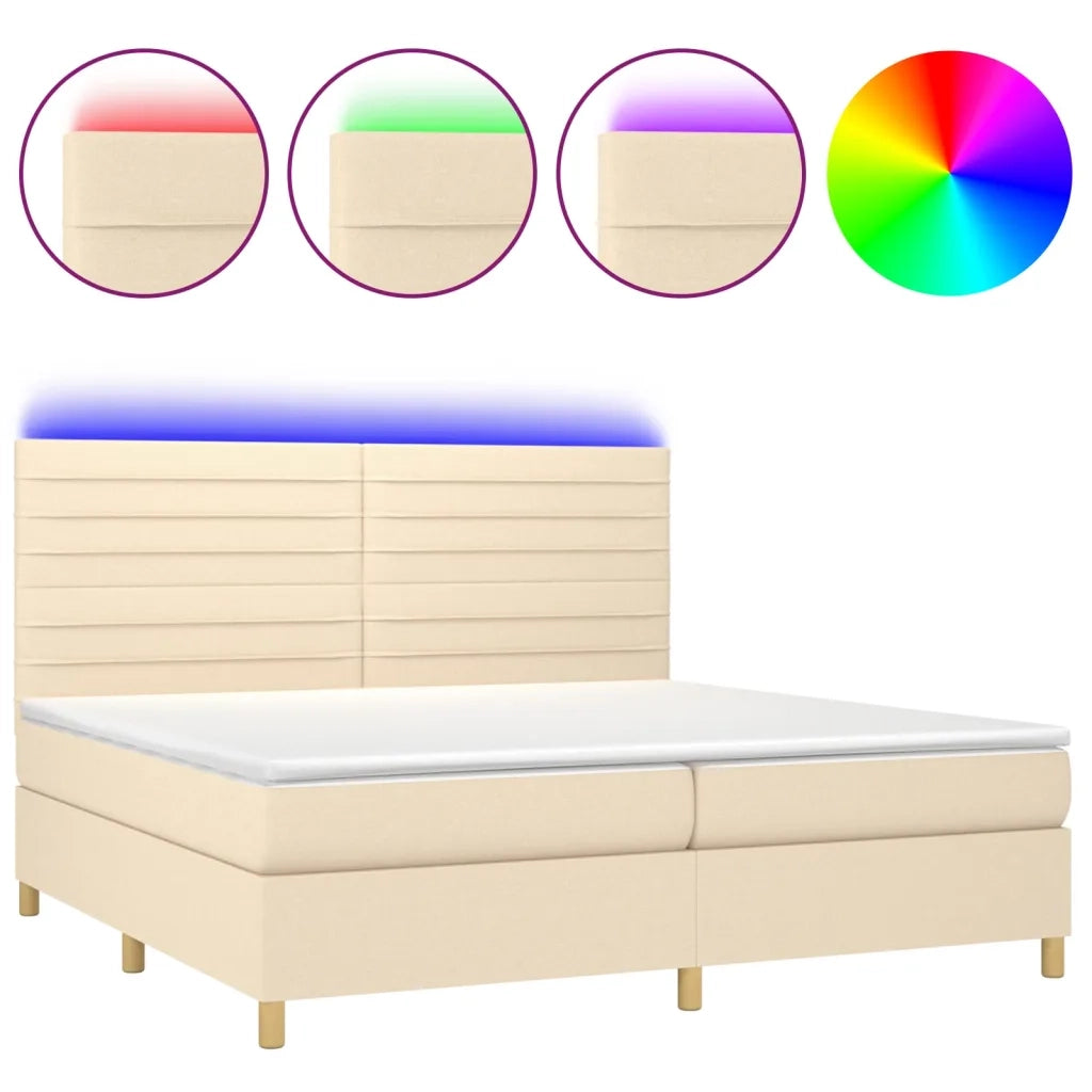 Letto a Molle Materasso e LED bianco 200x200cm in Tessuto 3135546