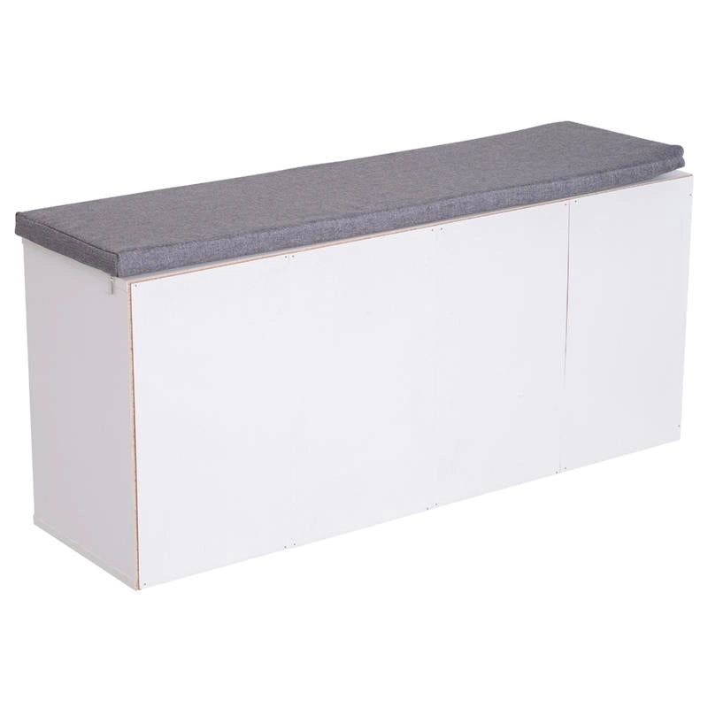PANCHINA SCARPIERA CON RIPIANI REGOLABILI 104X30X48 CM IN LEGNO BIANCO E GRIGIO