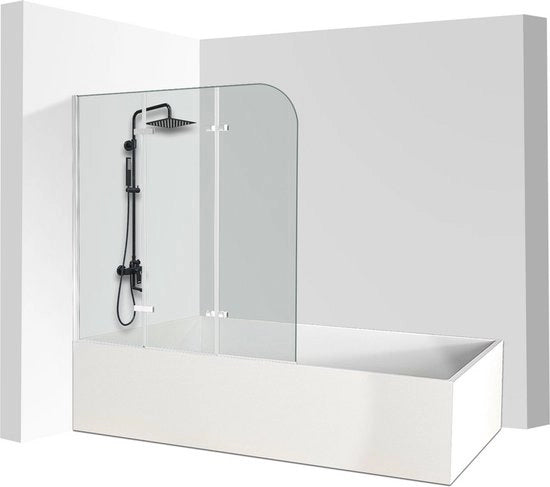 Schranno per bagno 120x140cm, 3 sezioni, 5mm, vetro trasparente, schermo inclinabile, sicuro, 3 pezzi, 120x140cm, 5mm, vetro trasparente, schermo inclinabile, zinco.