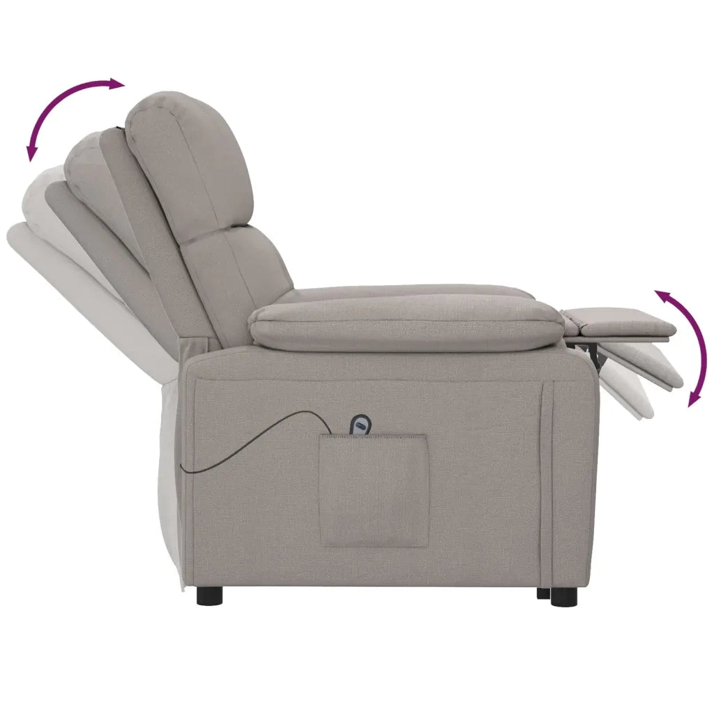 Poltrona | Sedia Relax Elettrica Reclinabile Tortora in Tessuto