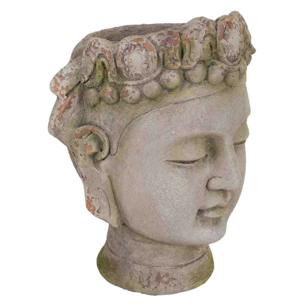 Vaso a forma di testa di Buddha in magnesio 35x28x38 grigio