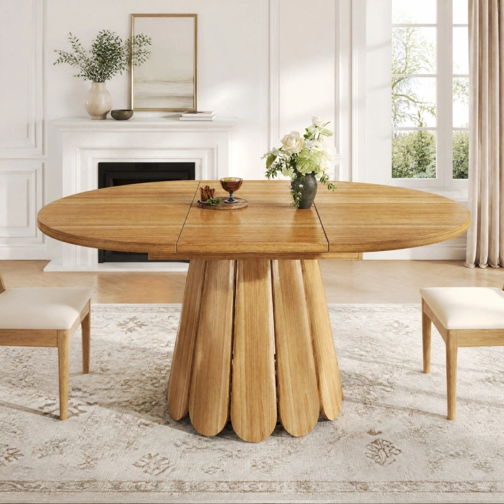Tavolo da pranzo allungabile rotondo 118-158 cm marrone