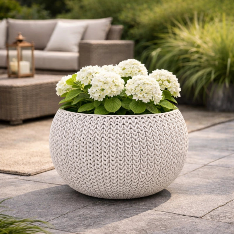 Pot + Cache pot CURVER aspect tricotÃ© - Taille S