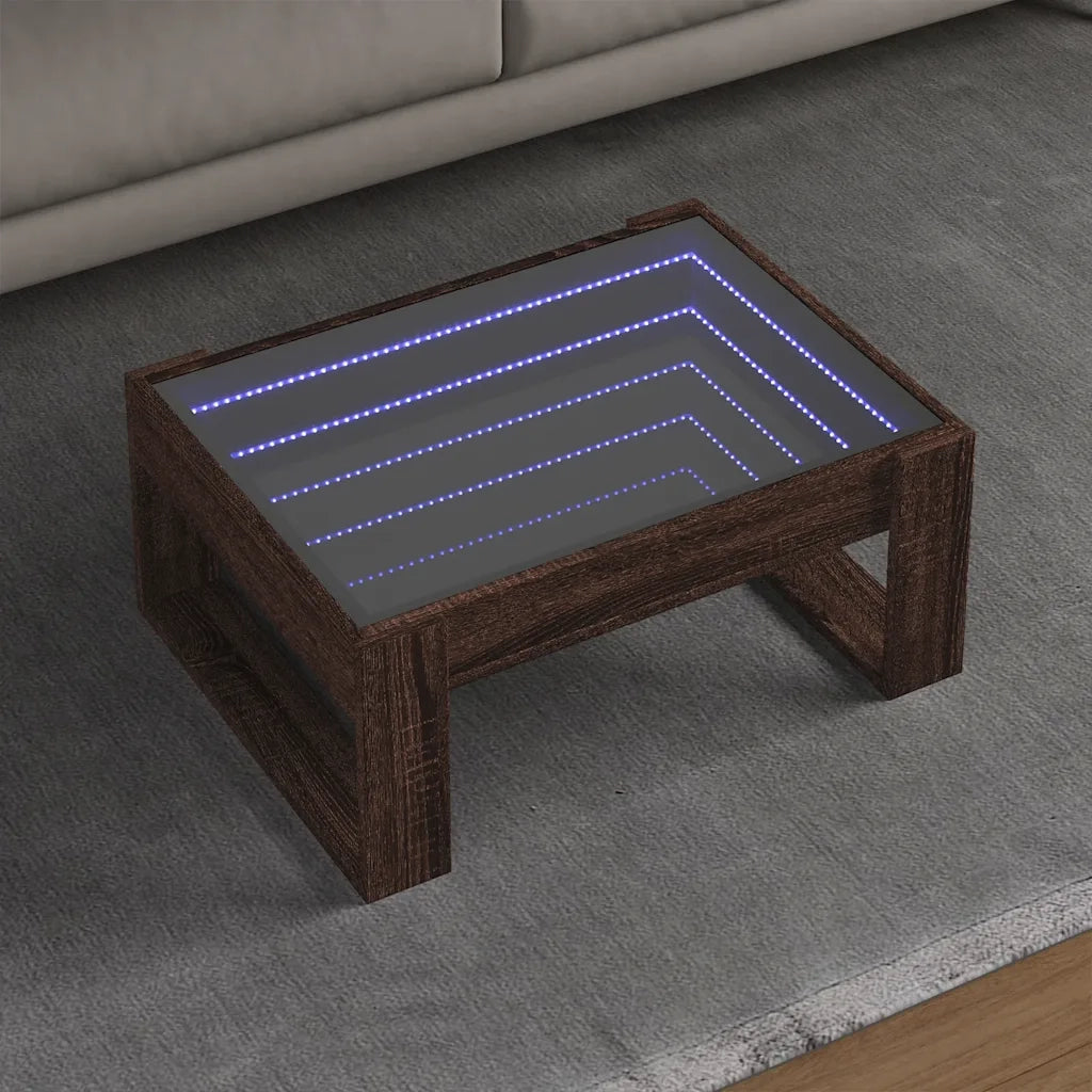 Tavolino da salotto | Tavolino da caff¨¨ | Tavolino da Soggiorno con LED Infinity Rovere Marrone 70x53x30 cm