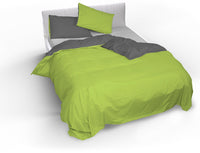 Copripiumino Singolo con Sacco e Federe Doubleface in Cotone Verde Acido/Fumo