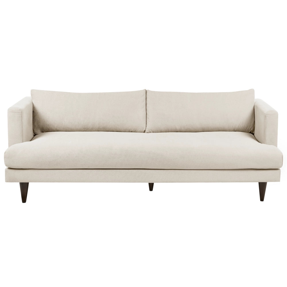 Divano a 3 posti in tessuto Beige chiaro Gambe in legno scuro Soggiorno in stile moderno