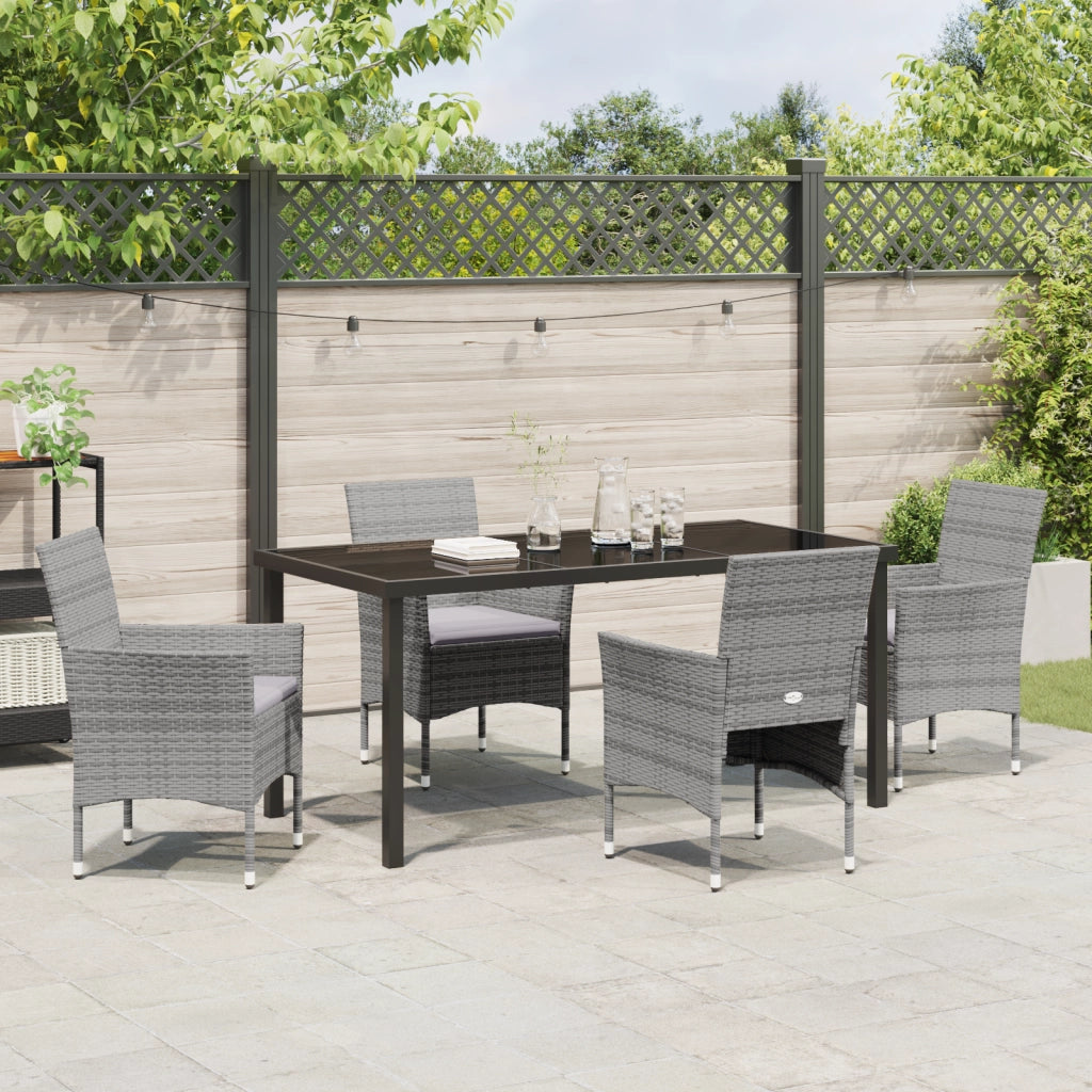 Set da Pranzo da Giardino 5 pezzi Grigio Rattan PE