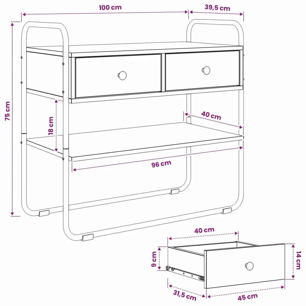 Tavolo consolle Sonoma grigio 100 x 40 x 75 cm 8007554