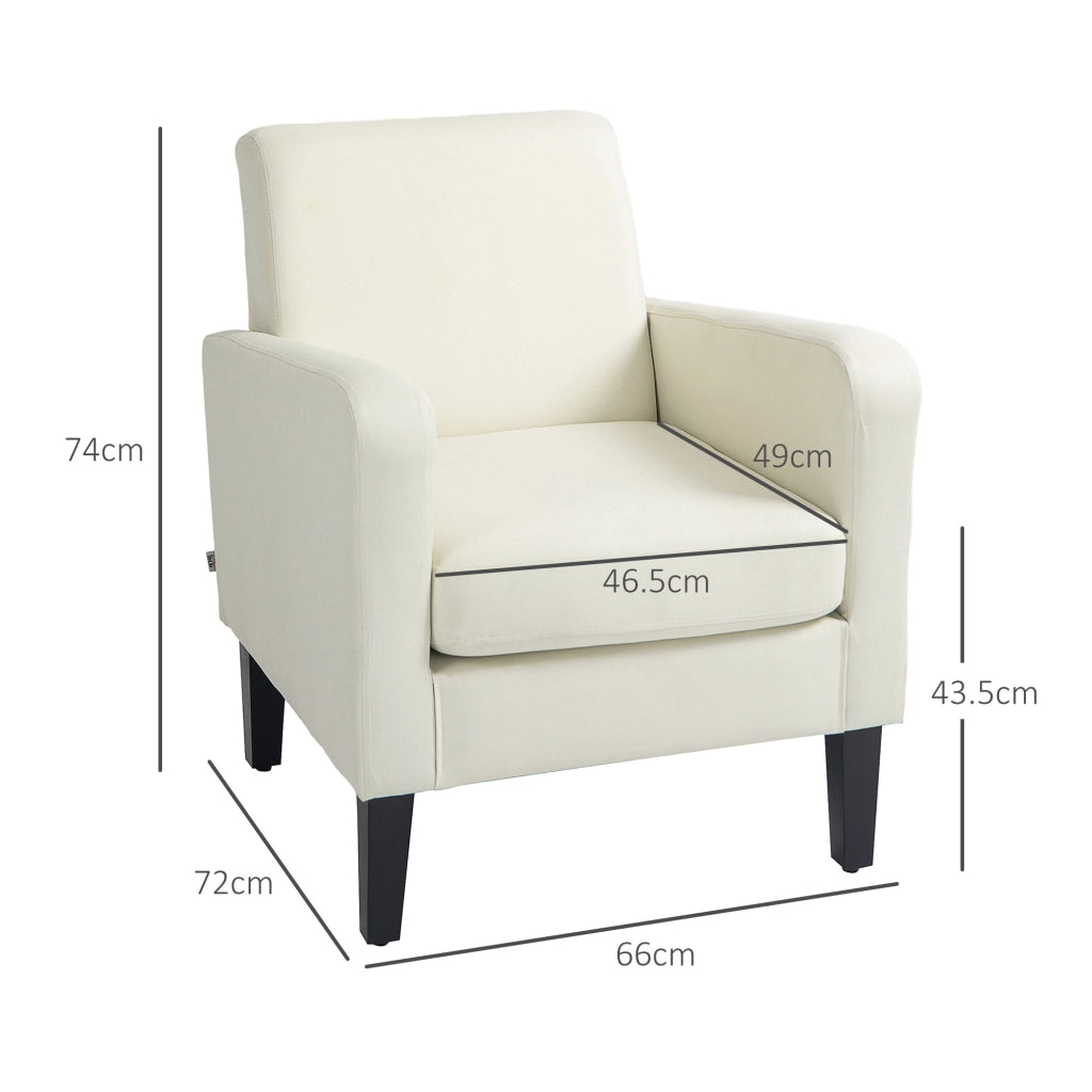 Poltrona Moderna in Tessuto con Braccioli ¨C zephmum ¨C Crema 66x72x74 cm