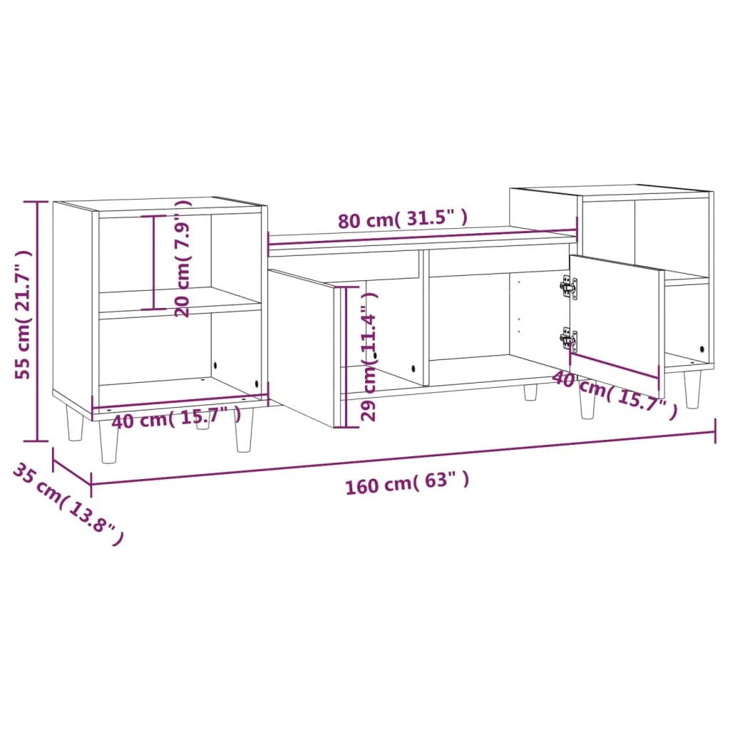 Mobile TV multimediale scaffale TV credenza mobile TV sala da pranzo soggiorno camera da letto rovere 160 x 35 x 55 cm legno ingegnerizzato marrone 02_0027190