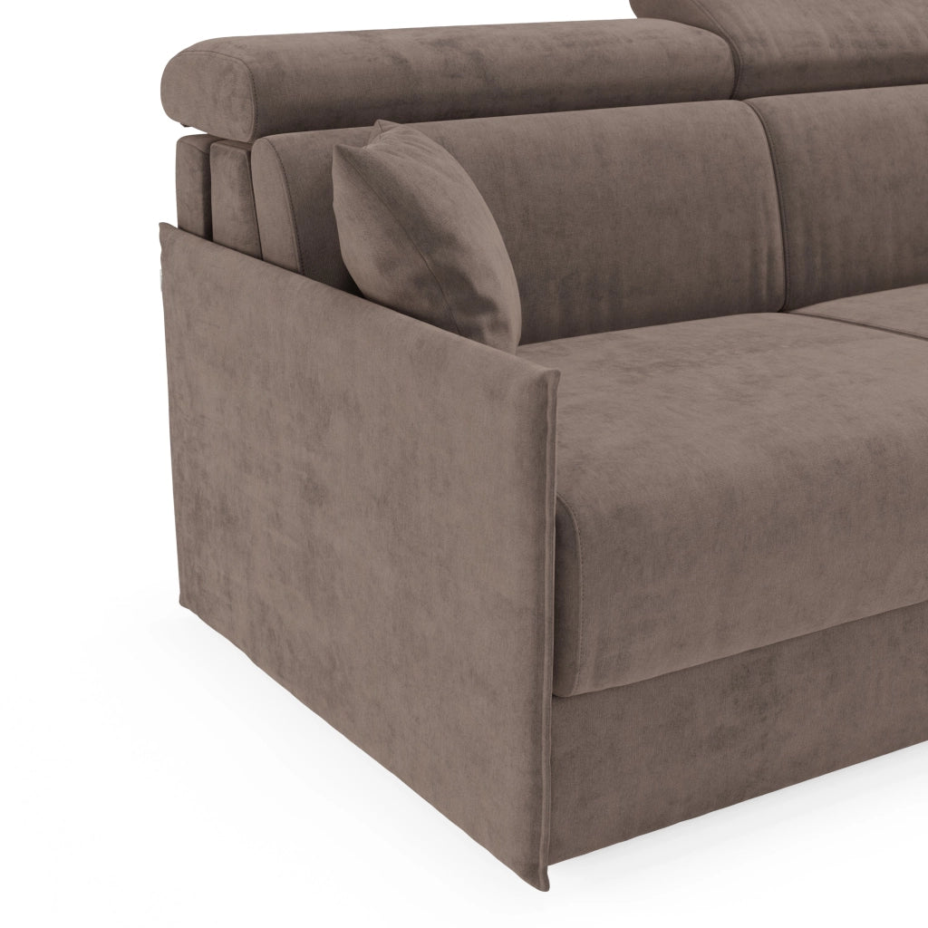 Miryam Divano letto con poggiatesta reclinabili e comfort maxi - design compatto in morbido tessuto smacchiabile T31 149 cm marrone