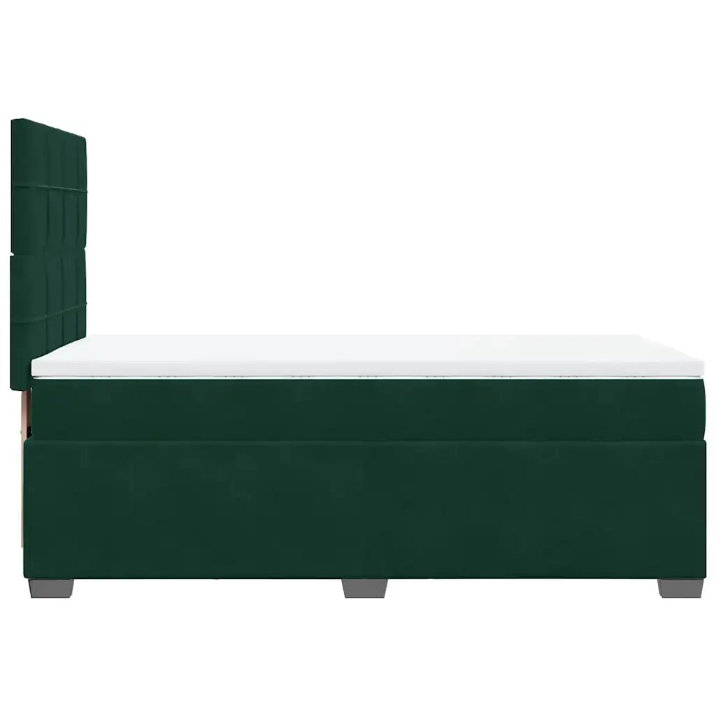 Giroletto a Molle con Materasso Verde Scuro 80x200 cm Velluto