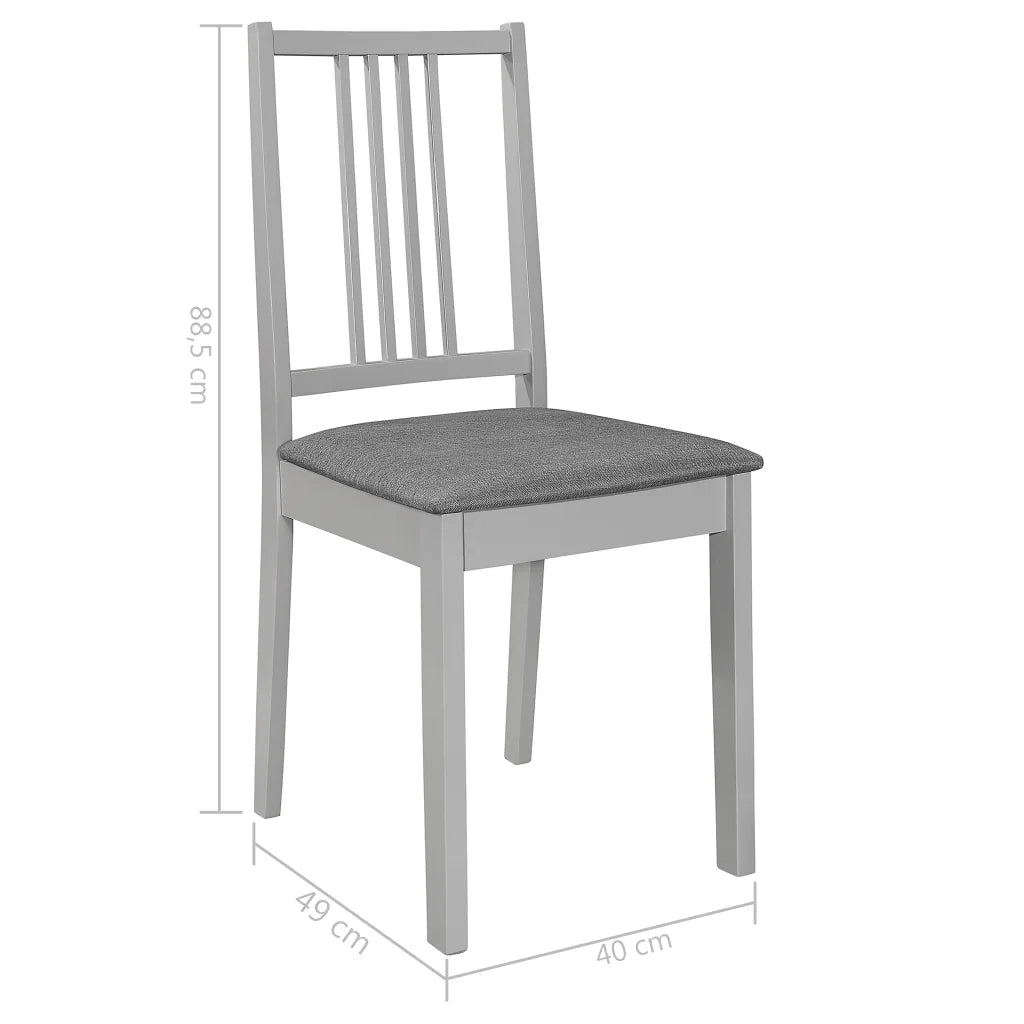 Sedie da Pranzo con Cuscini 4 pz Grigie in Legno Massello 247639