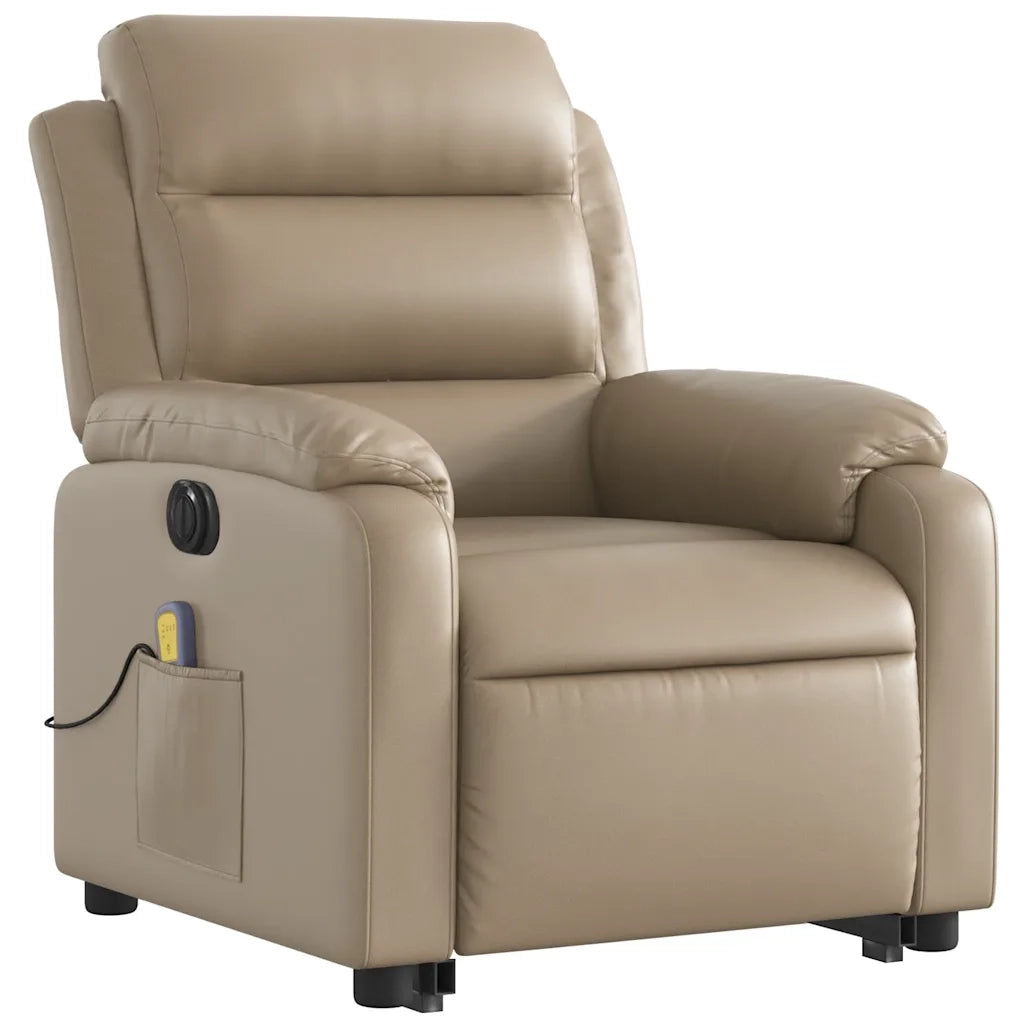 Poltrona Alzapersona Massaggio Elettrica Cappuccino Similpelle 3205069