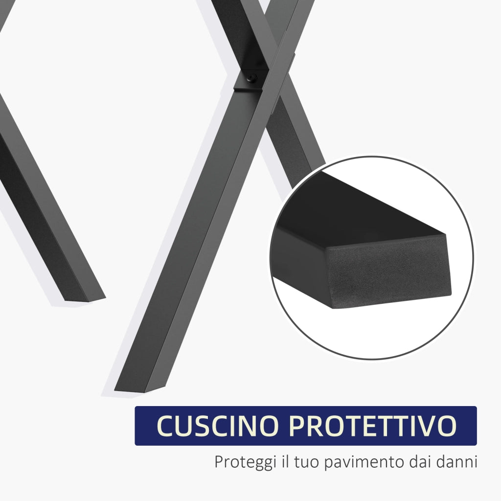 Gambe Tavolo in Acciaio a X ¨C Zephmum ¨C Nero, 80x4x72cm, 16 Viti Incluse