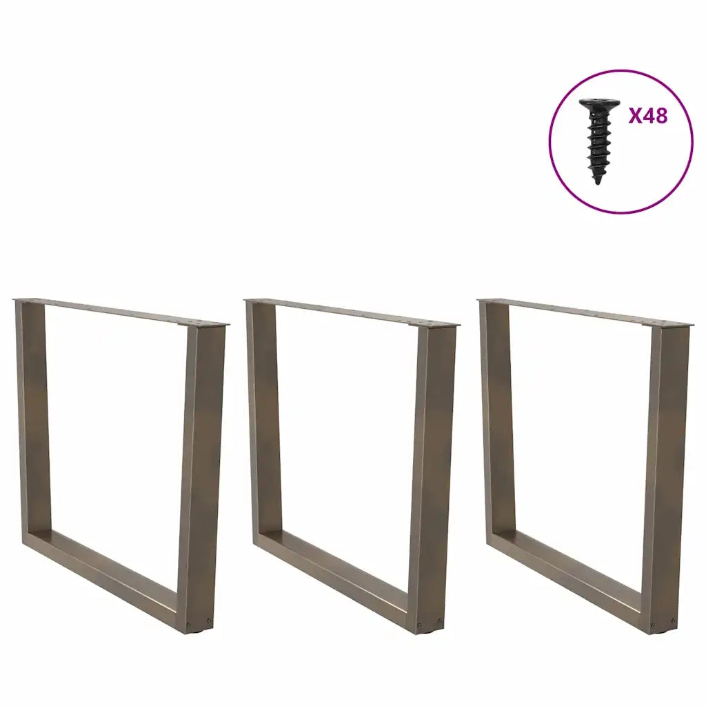 Gambe per tavolo da pranzo a forma di V 3 pz in acciaio naturale 100x(72-73,3) cm 4012675