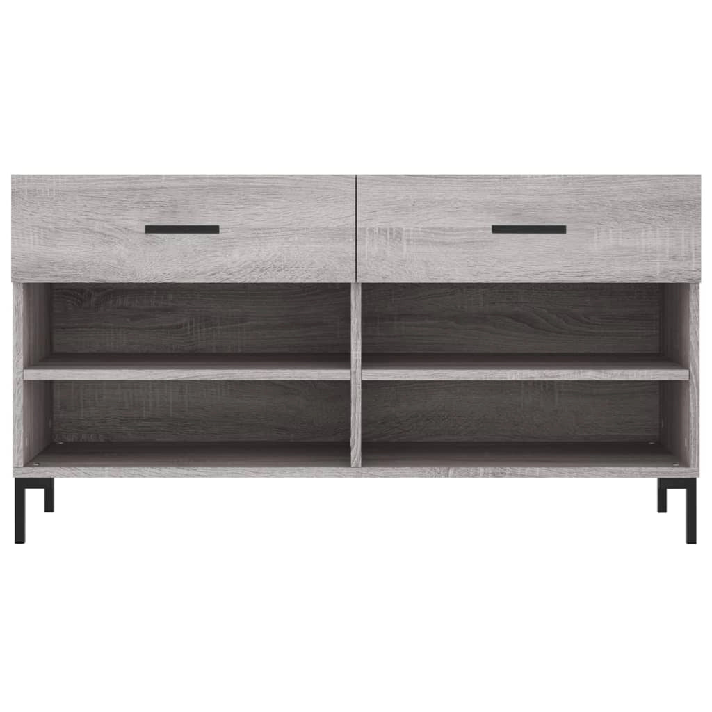 Panca portascarpe mobiletto porta-stivali cassettiera mensola mobile da ingresso rovere Sonoma 102 x 35 x 55 cm legno ingegnerizzato grigio 02_0022999