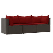 Set Mobili da Giardino 3 pz con Cuscini in Polyrattan Marrone CFW3400031