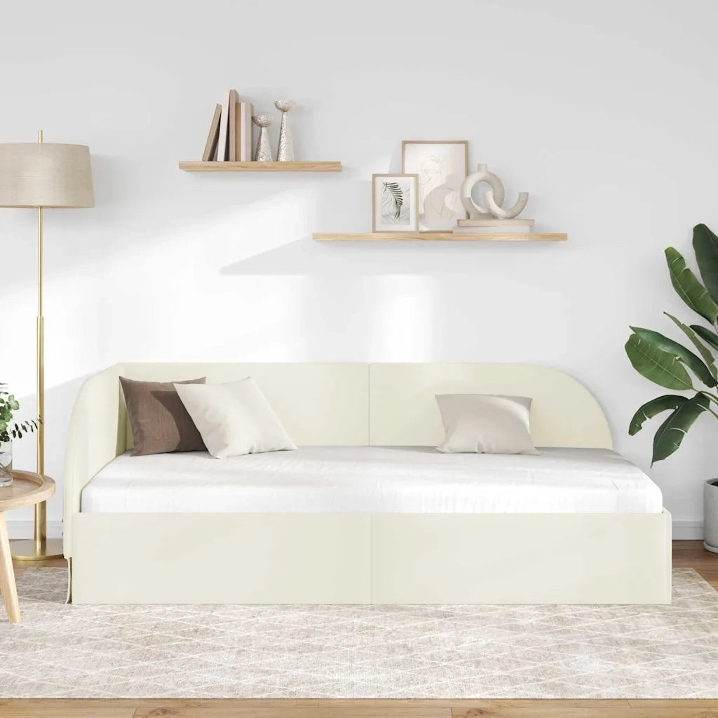 Cornice del letto ad angolo Crema 90 cm x 190 cm Velluto 42016643