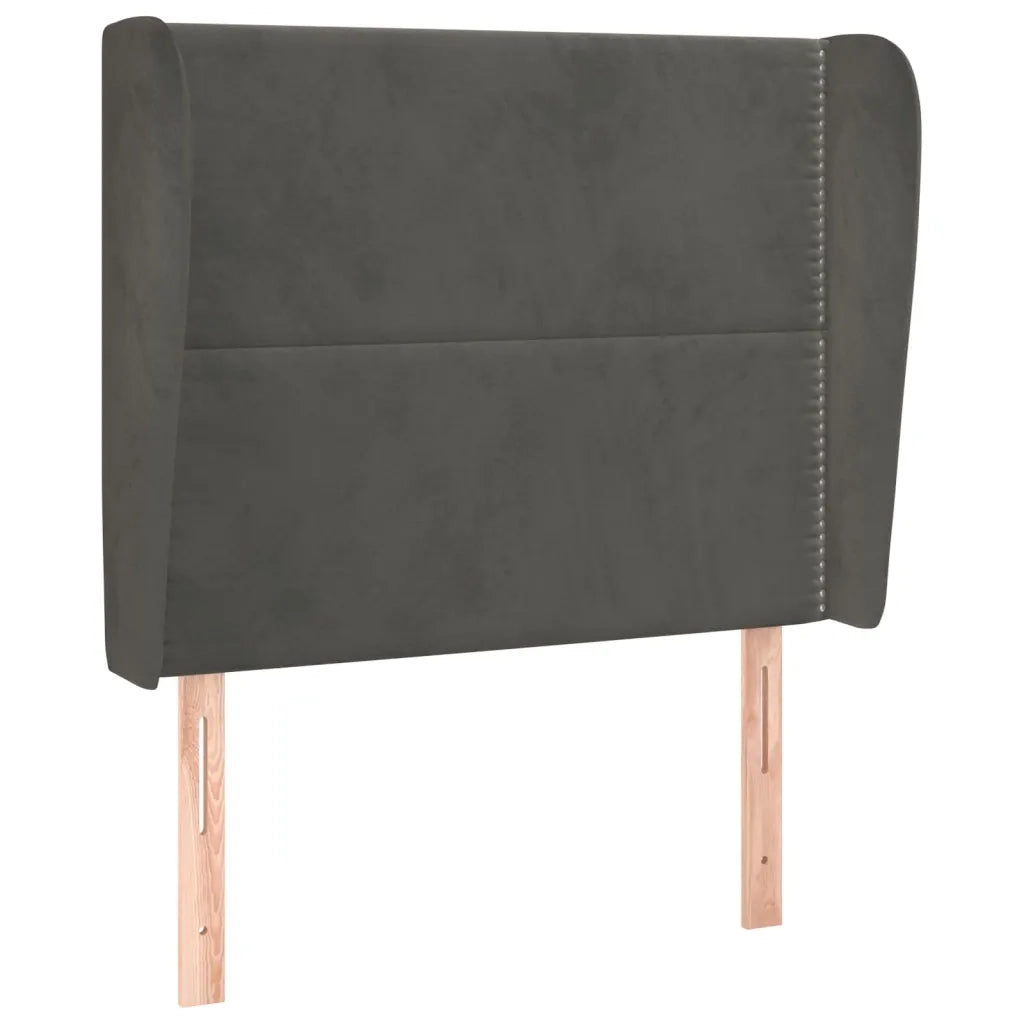 Testiera ad Orecchio-Testata con Orecchie Grigio Scuro 83x23x118/128 cm in Velluto 705643
